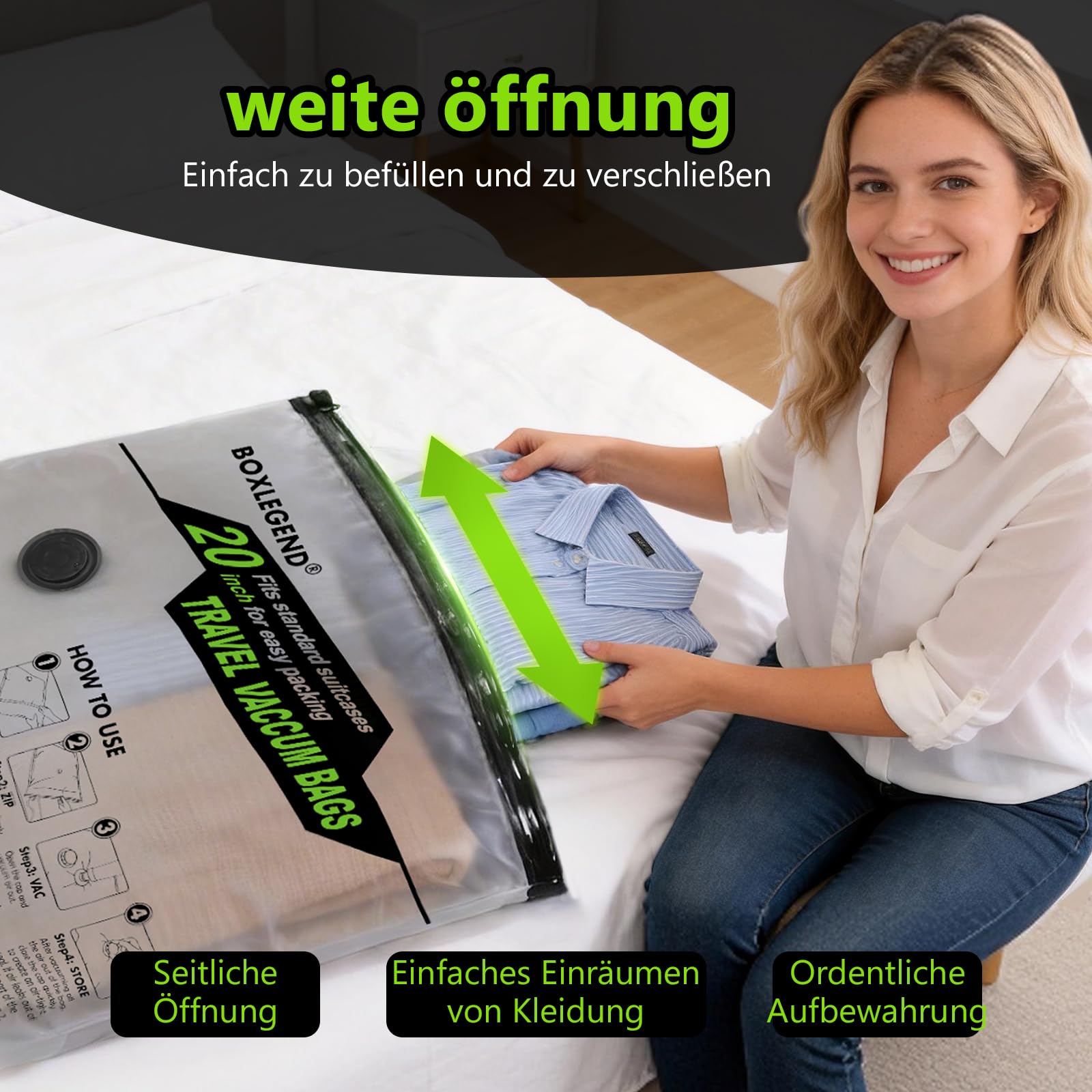 Vakuum-Aufbewahrungsbeutel (Set mit Pumpe)