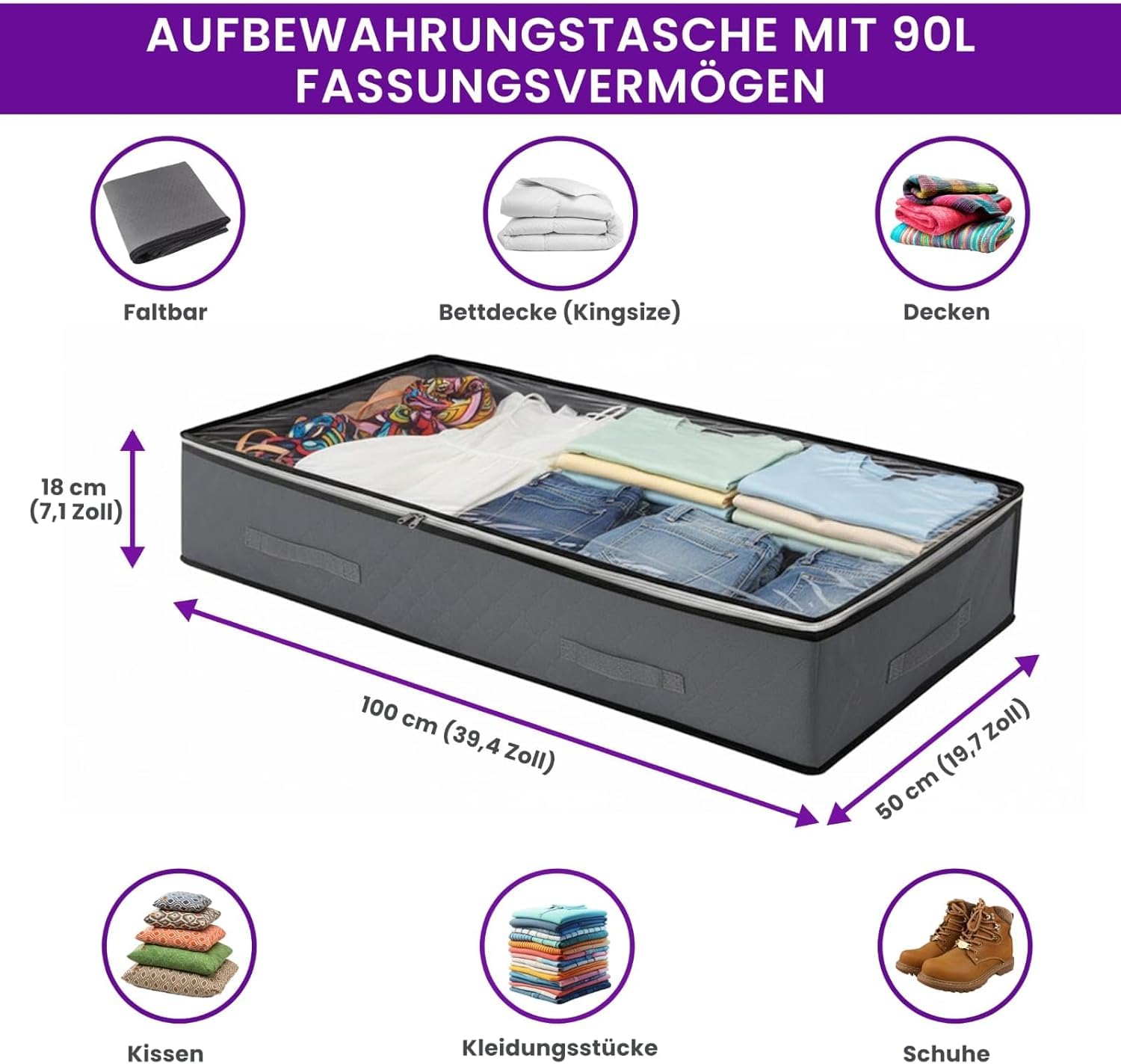 Unterbett-Aufbewahrungsboxen (2er-Set)