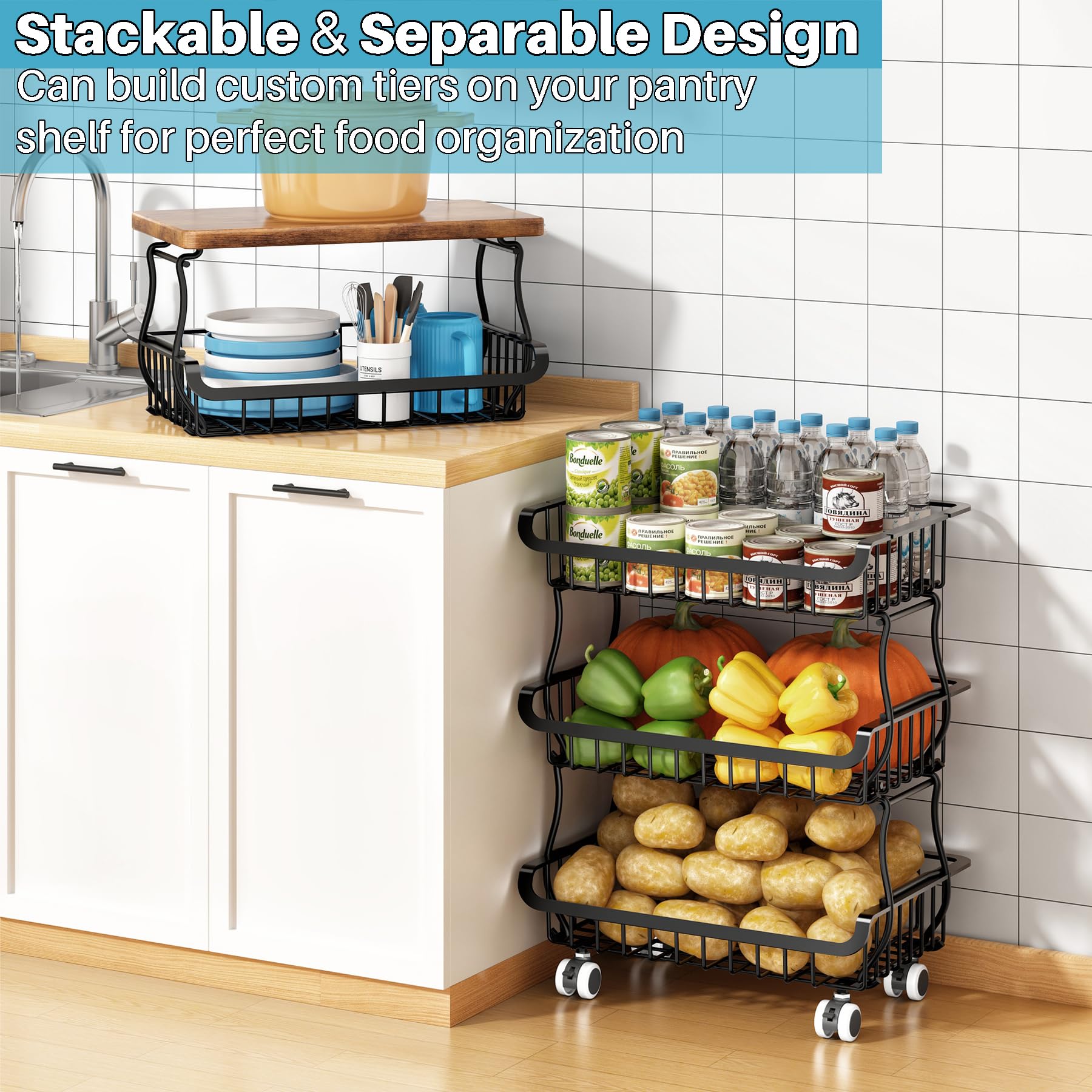 Stapelbare Regalkörbe (2er-Set)