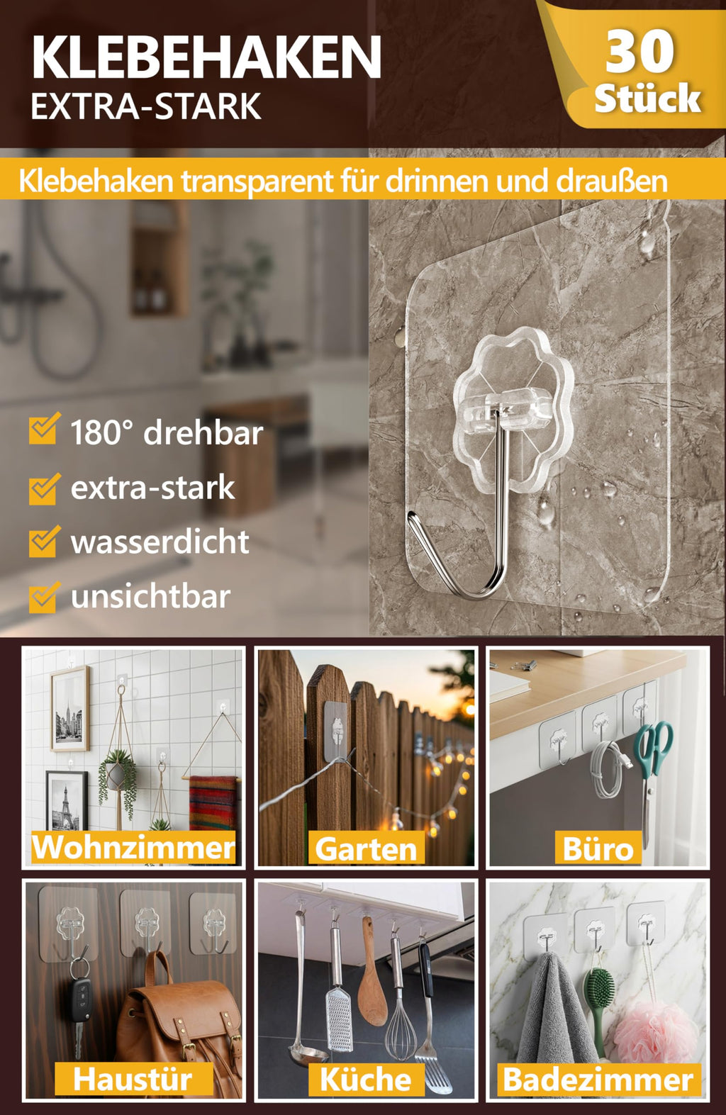 Starke Klebehaken (12er-Set)