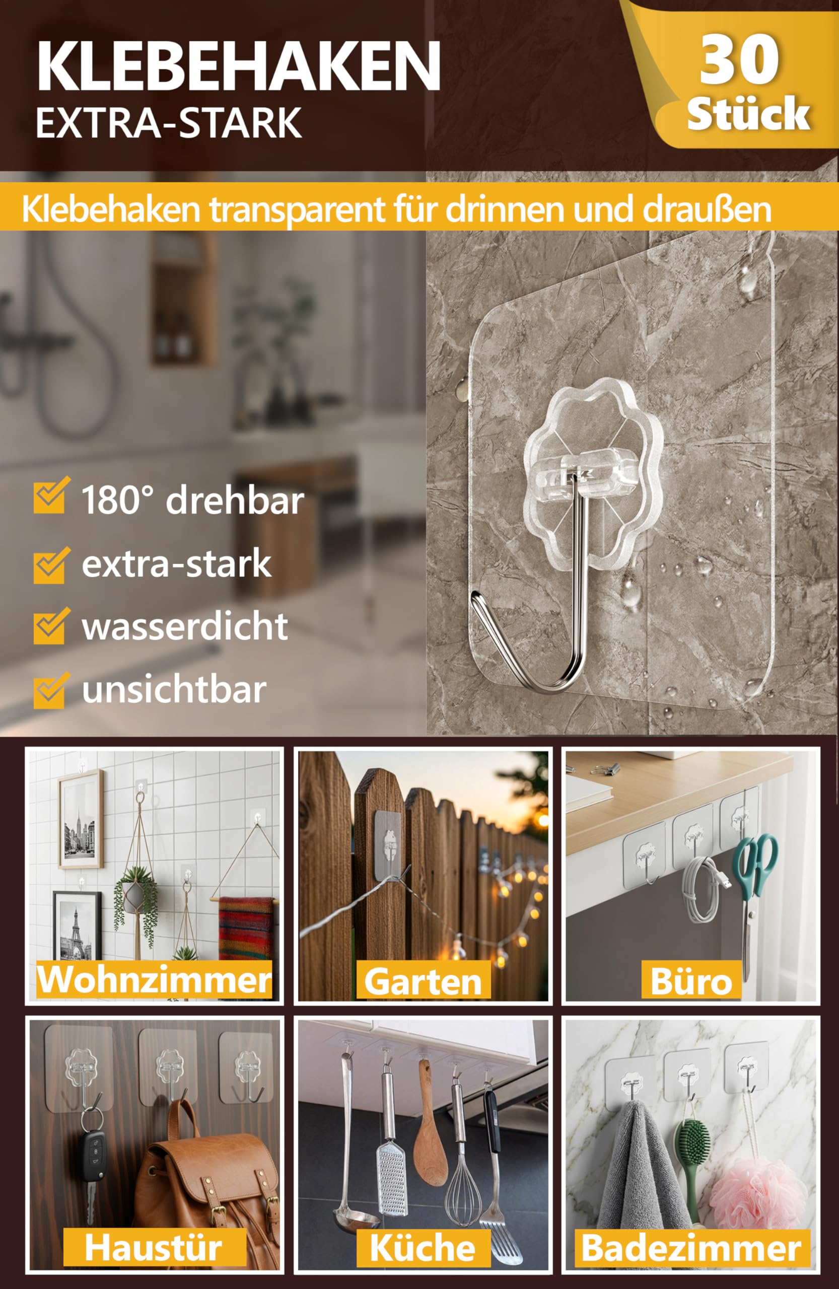 Starke Klebehaken (12er-Set)